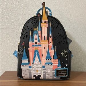 Loungefly Black and Blue Disney Castle Backpack - Light-up!